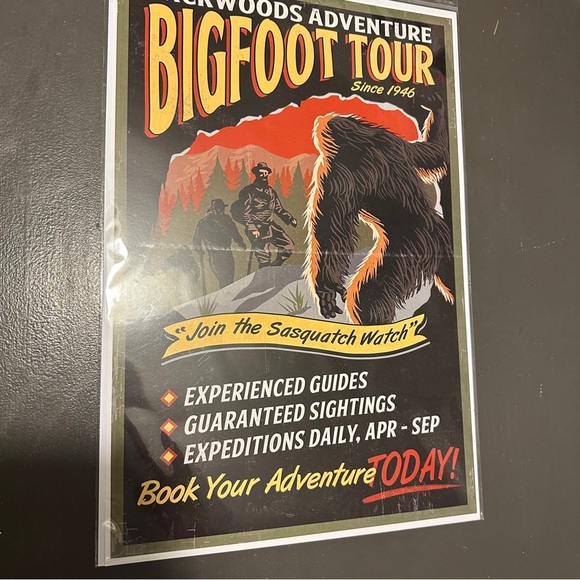 Backwoods Adventure Bigfoot Tour High Quality Print 12"x18" Sasquatch Mountains - Picture 12 of 12
